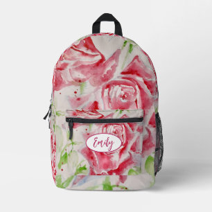 Rosa Rose Rosen Wasserfarbe Blume Florale Kunst Bedruckter Rucksack