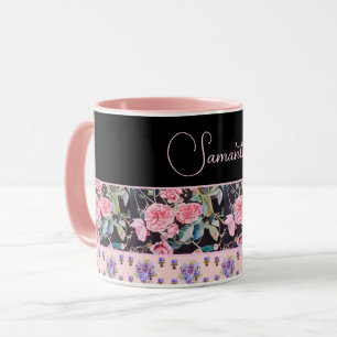 Rosa Rose Rosen Wasserfarbe Vintage Anpassbar Tasse