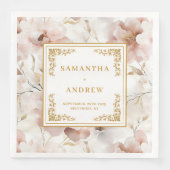 Rosa Rose Rosenblütenblätter Serviette (Vorderseite)