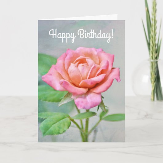 Rosa Rose Rosy Blume Geburtstagskarte Karte (Vorderseite)