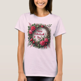 Rosa Rose Roter Herz Valentinstag T-Shirt