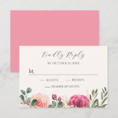 Rosa Rose RSVP Karte (Vorne/Hinten)