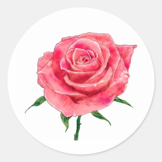Rosa Rose Runder Aufkleber (Vorderseite)