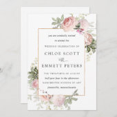 Rosa Rose Rustikale Blumenzitterung Einladung (Vorne/Hinten)