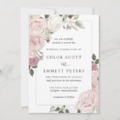 Rosa Rose Rustikale Blumenzitterung Einladung (Vorderseite)