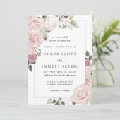 Rosa Rose Rustikale Blumenzitterung Einladung (Stehend Vorderseite)