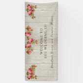 Rosa Rose Rustikale Hochzeit graue Barnholz-Banner Banner (Vertikal)