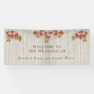 Rosa Rose Rustikale Hochzeit graue Barnholz-Banner Banner
