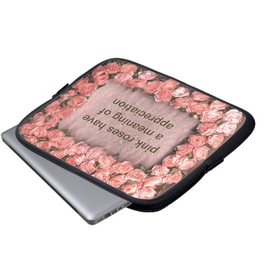 Rosa Rose Satin Foto Frame Electronics Ba Laptopschutzhülle (Vorne Knopf)