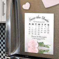 Rosa Rose Save the Date Kalender Magnet