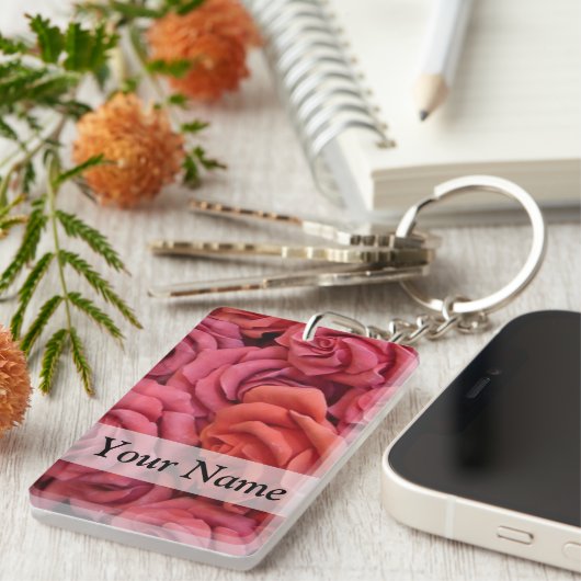 Rosa Rose Schlüsselanhänger (Vorderseite rechts)