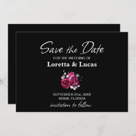 Rosa Rose Schwarze Hochzeit speichern das Datum Save The Date