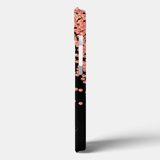 Rosa Rose Schwarzer Glitzer Monogram Name Case-Mate iPhone Hülle (Rückseite / Links)