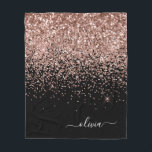 Rosa Rose Schwarzer Glitzer Monogram Name Fleecedecke<br><div class="desc">Rose Gold - Schwarz Rosa und Schwarze Imitate Sparkle Glitzer Monogram Name und Initial Fleece Blanket. Das macht den perfekten 16 Geburtstag,  Hochzeit,  Brautparty,  Jubiläum,  Babydusche oder Junggeselinnen-Abschied Geschenk für jemanden,  der Lieben glamourösen Luxus und schicke Stile.</div>