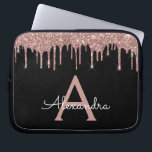 Rosa Rose Schwarzer Glitzer Monogramm Laptopschutzhülle<br><div class="desc">Rosa Rose Gold und schwarze Imitat Dripping Modern and Elegant Girly Glitzer and Sparkle Elegant Monogram Case. Dieser Fall kann individuell auf Ihren Anfangs- und Vornamen angepasst werden.</div>