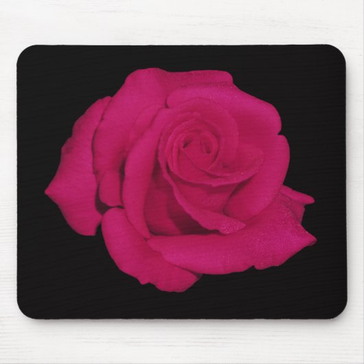 Rosa Rose, schwarzes Hintergrund mousepad (Vorne)