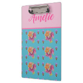 Rosa Rose Shabby Chic Aquamarin Aqua Blume Klemmbrett (Links)