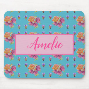 Rosa Rose Shabby Chic Aquamarin Aqua Blume Mousepad