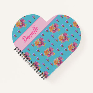 Rosa Rose Shabby Chic Aquamarin Aqua Blume Notizblock