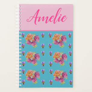 Rosa Rose Shabby Chic Aquamarin Aqua Blume Planer