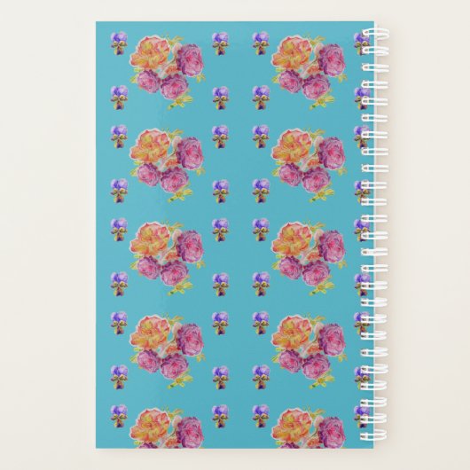 Rosa Rose Shabby Chic Aquamarin Aqua Blume Planer (Rückseite)