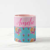 Rosa Rose Shabby Chic Aquamarin Aqua Blume Tasse (Zentrum)
