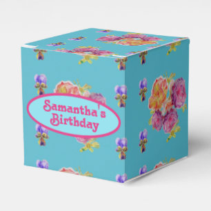 Rosa Rose Shabby Chic Aquamarin Aqua Floral Gefall Geschenkschachtel