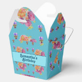 Rosa Rose Shabby Chic Aquamarin Aqua Floral Gefall Geschenkschachtel (Geöffnet)