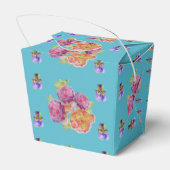 Rosa Rose Shabby Chic Aquamarin Aqua Floral Gefall Geschenkschachtel (Rückseite)