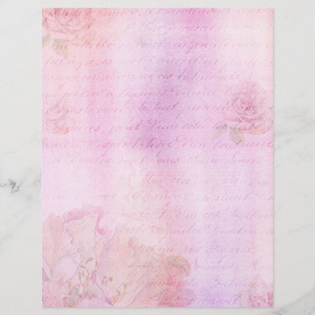 Rosa Rose Shabby Chic Scrapbook Ephemera (Vorderseite)