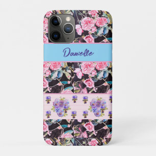 Rosa Rose Shabby Chic Wasserfarben-Rosen Rosa Blau Case-Mate iPhone Hülle