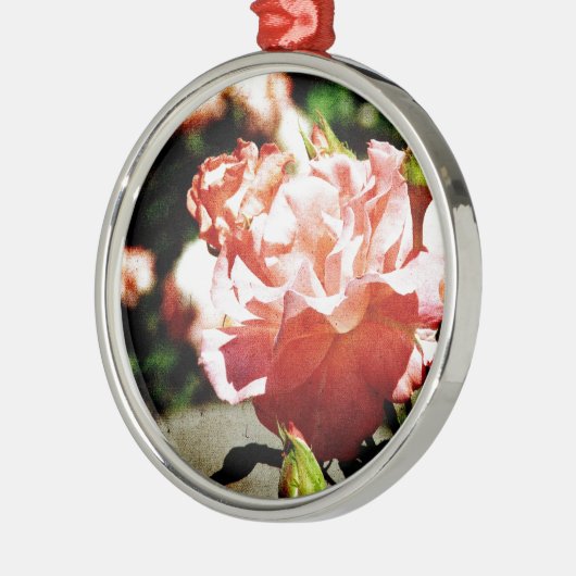 Rosa Rose Silbernes Ornament (Links)