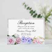 Rosa Rose | Silver Bokeh Hochzeitsempfang Begleitkarte (Stehend Vorderseite)