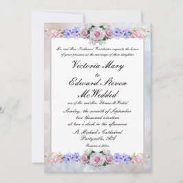 Rosa Rose | Silver Bokeh Wedding Einladung