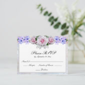 Rosa Rose | Silver Bokeh Wedding Response Einladungspostkarte (Stehend Vorderseite)