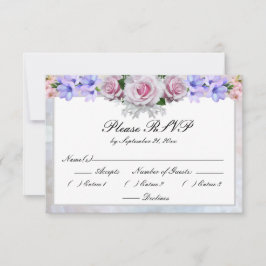 Rosa Rose | Silver Bokeh Wedding RSVP Karte