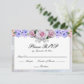 Rosa Rose | Silver Bokeh Wedding RSVP Karte (Stehend Vorderseite)