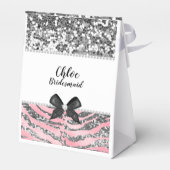 Rosa Rose Silver Glitzer & Sparkle Gefallen Box Geschenkschachtel (Rückseite)