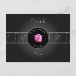 Rosa Rose Silver Glow Band Danke Postcard Postkarte