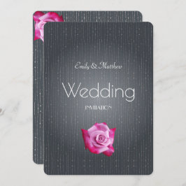 Rosa Rose Silver Gray Textured Wedding Einladung