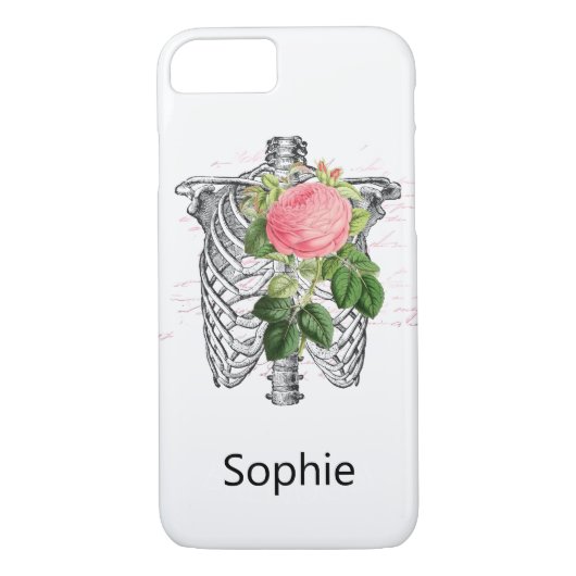 Rosa Rose Skelettherz Case-Mate iPhone Hülle (Rückseite)