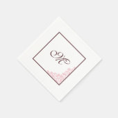 Rosa-Rose-Spitzen-Muster | Script Initial Monogram Serviette (Ecke)