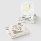 Rosa Rose Steinuntersetzer (Seitenansicht)