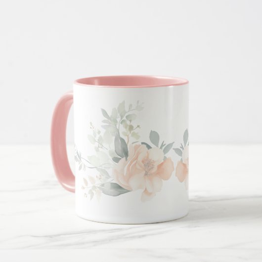 Rosa Rose Tasse (Vorderseite Links)