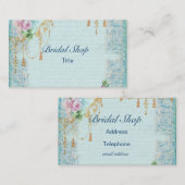 Rosa Rose & Tassels Lace Feminée Viktorianisch Visitenkarte (Vorne/Hinten)