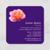 Rosa Rose - Tief Lila Quadratische Visitenkarte (Rückseite)