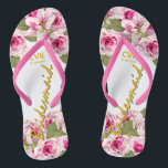 Rosa Rose Tiger Lily Wedding Badesandalen<br><div class="desc">Pink Tiger Lilies und Rose mit Grün.</div>