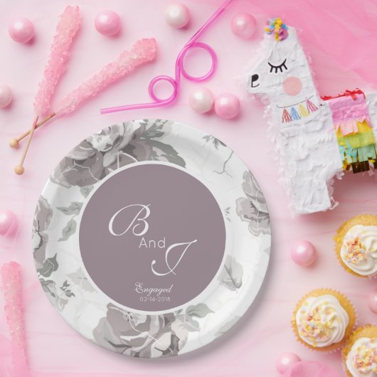 Rosa Rose-Tischplatte Pappteller (Party)