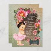Rosa Rose Tutu Baby Dusche Einladung (Vorne/Hinten)