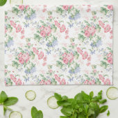 Rosa Rose und blau blühender Chintz Geschirrtuch (Gefaltet)